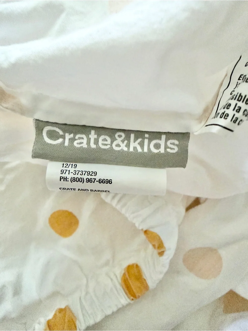 Crate & Barrel 2 Piece Set Crib Sheet and Changing Pad Cover Gold Dot Print